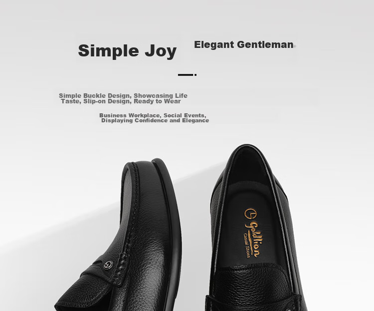Goldlion Men's Loafers, Leather Shoes, Lightweight Comfortable Slip-On Business Casual Shoes, G521310528AAA, Black, Size 42 4