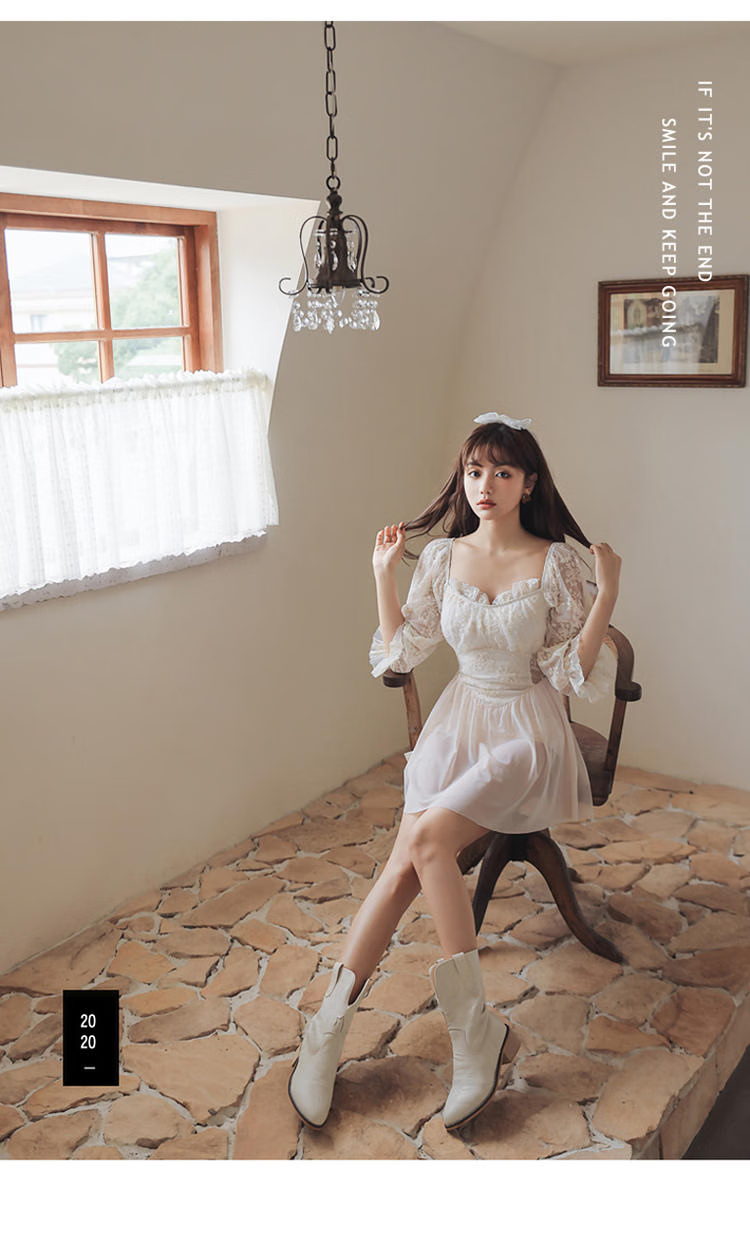OMOM One-Piece Swimsuit for Women, Tummy Control, Slimming, Conservative Skirt Style, Plus Size, Fairy-Like, Sexy, Korean Style, Body Concealing, Leg-Lengthening Swimwear, White, L (Recommended for 98-118 Jin) 6