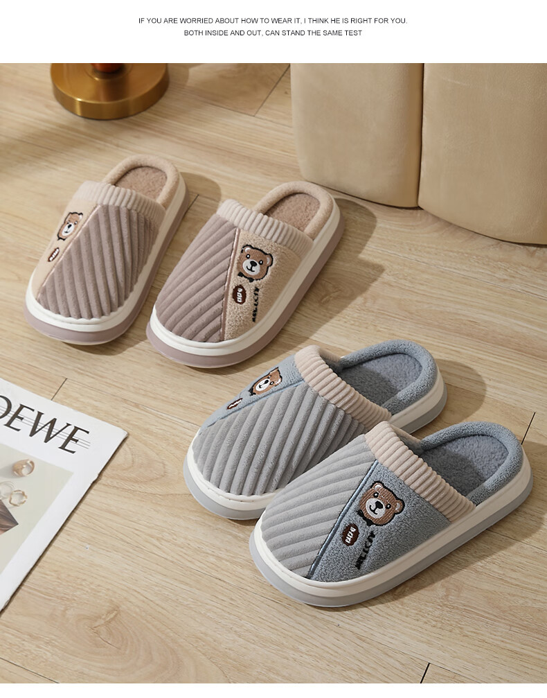 CARTELO Cotton Slippers for Men, Winter Indoor Slippers, Warm Home Cotton Slides, Men's Cotton Shoes, 1517M, Gray, Size 42-43 13