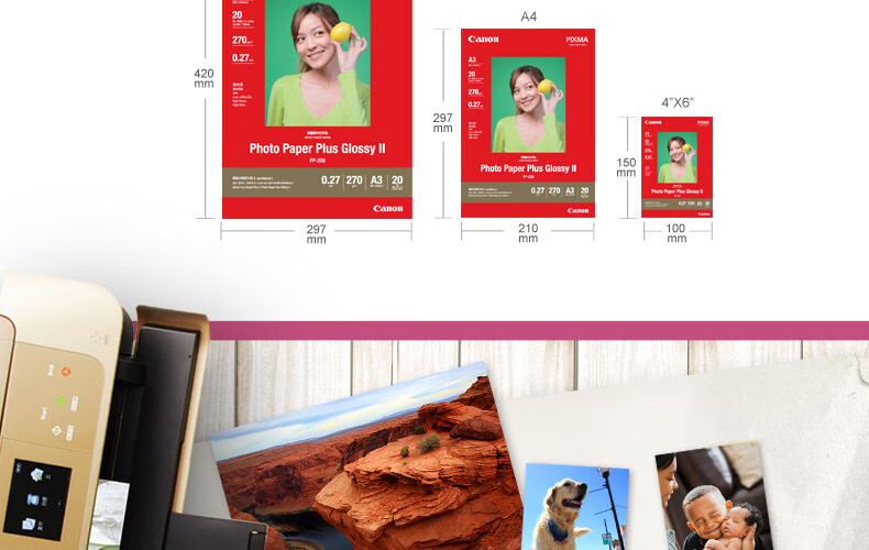 Canon PP-208 Original Photo Paper Inkjet Printer Photo Paper 270g Premium Glossy Photo Paper 4×6 (20 Sheets per Pack) 3