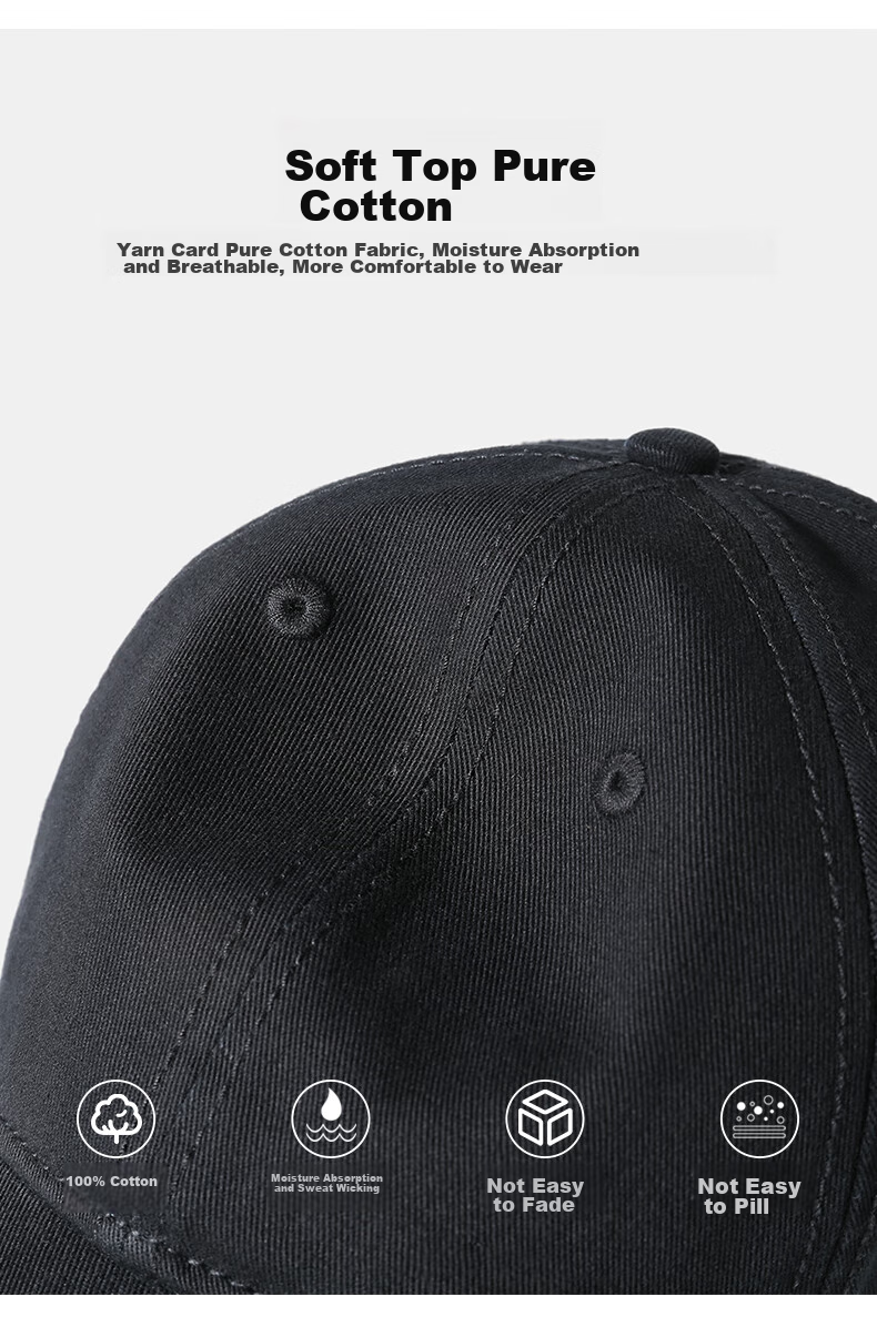 CACUSS Baseball Cap for Men with Large Circumference, Unisex Duck Tongue Cap, All-Season Outdoor Sun Protection Sports Hat, Women's Sun Hat, Black Large Size 2