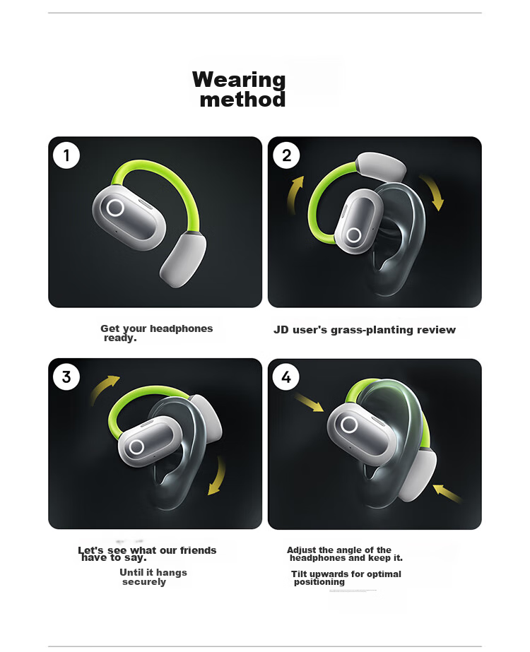 BASEUS Eli Bluetooth Headphones, Over-Ear Open-Style Comfortable Non-In Sports Running Noise-Cancelling Business Suitable for Huawei Xiaomi, White 16