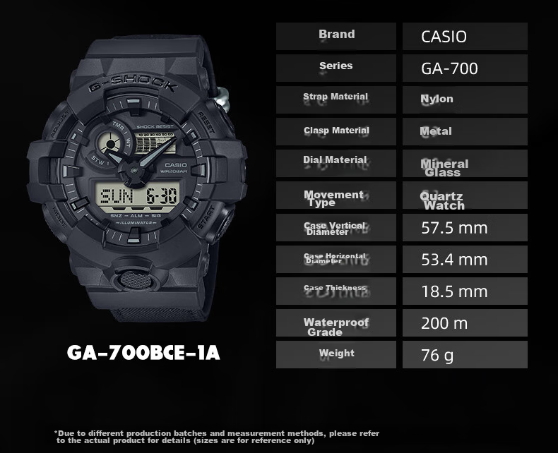 Casio Men's G-SHOCK Sports Watch, Electronic Smart Watch for Students, Japanese And Korean Style, Gift for Boyfriend, GA-700BCE 22