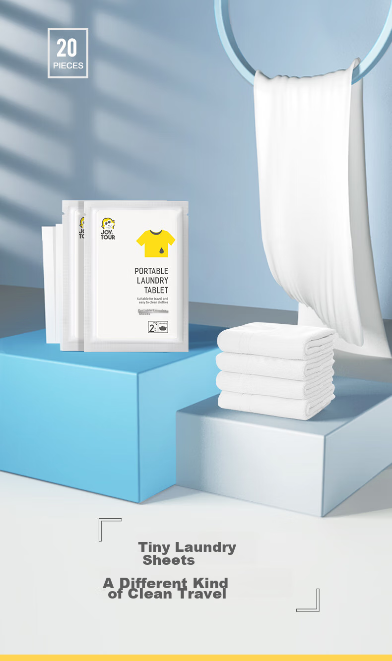 JOYTOUR Travel Laundry Sheets Bubble Paper Portable Laundry Liquid Sheets for Stain Removal And Fragrance, 20 Sheets Per Pack 1