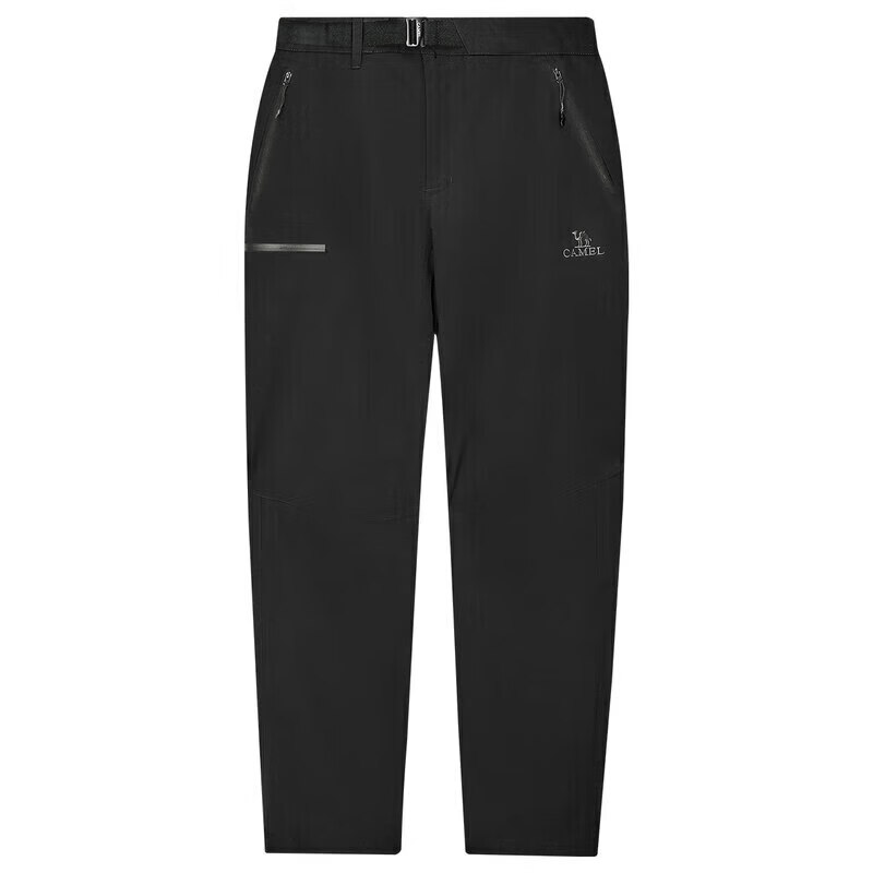 CAMEL Men's Casual Pants, Autumn And Winter Outdoor Windproof Waterproof Straight-Leg Warm Sports Trousers, Black AA32263656