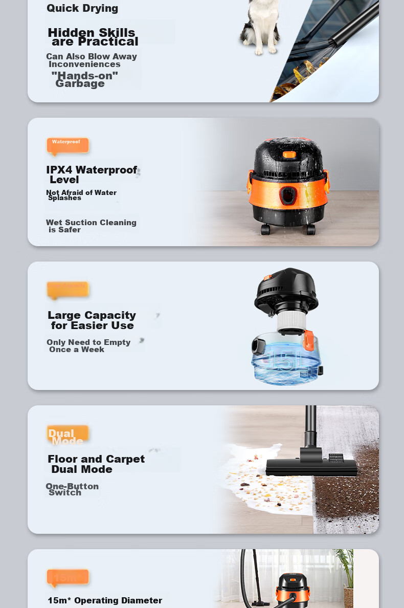 Haier Canister Vacuum Cleaner, Large Capacity, Wet And Dry Blowing, Multi-Functional, for New Home Cleaning, Powerful Suction, Automatic Cord Rewind, HZ-T615 Pro, Best Choice for New Home Cleaning 4