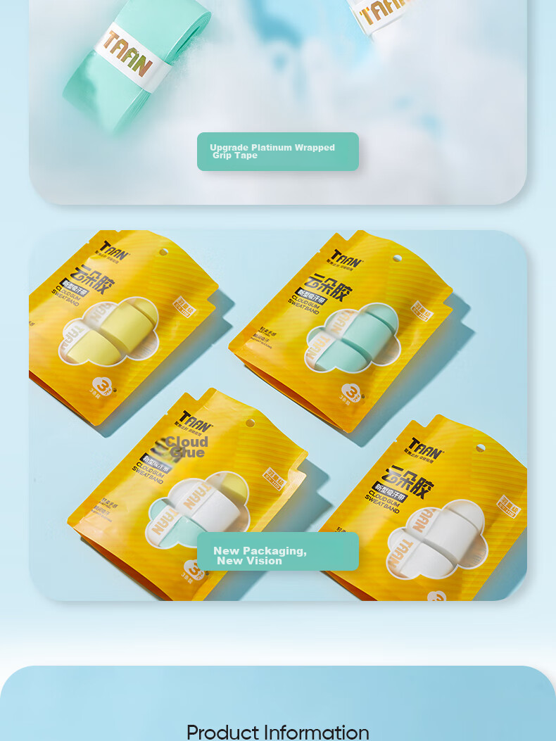 Taan Badminton Grip, Flat Micro-Grip, Sweat-Absorbing, Breathable Cloud Grip H19 White Three-Pack 12