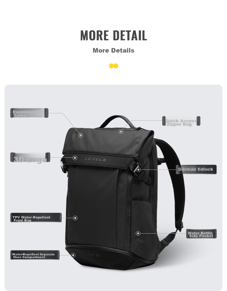 LEVEL8 Casual Business Laptop Backpack, 17.3-Inch, Large Capacity, Urban Light Travel Functional Series for Me 11