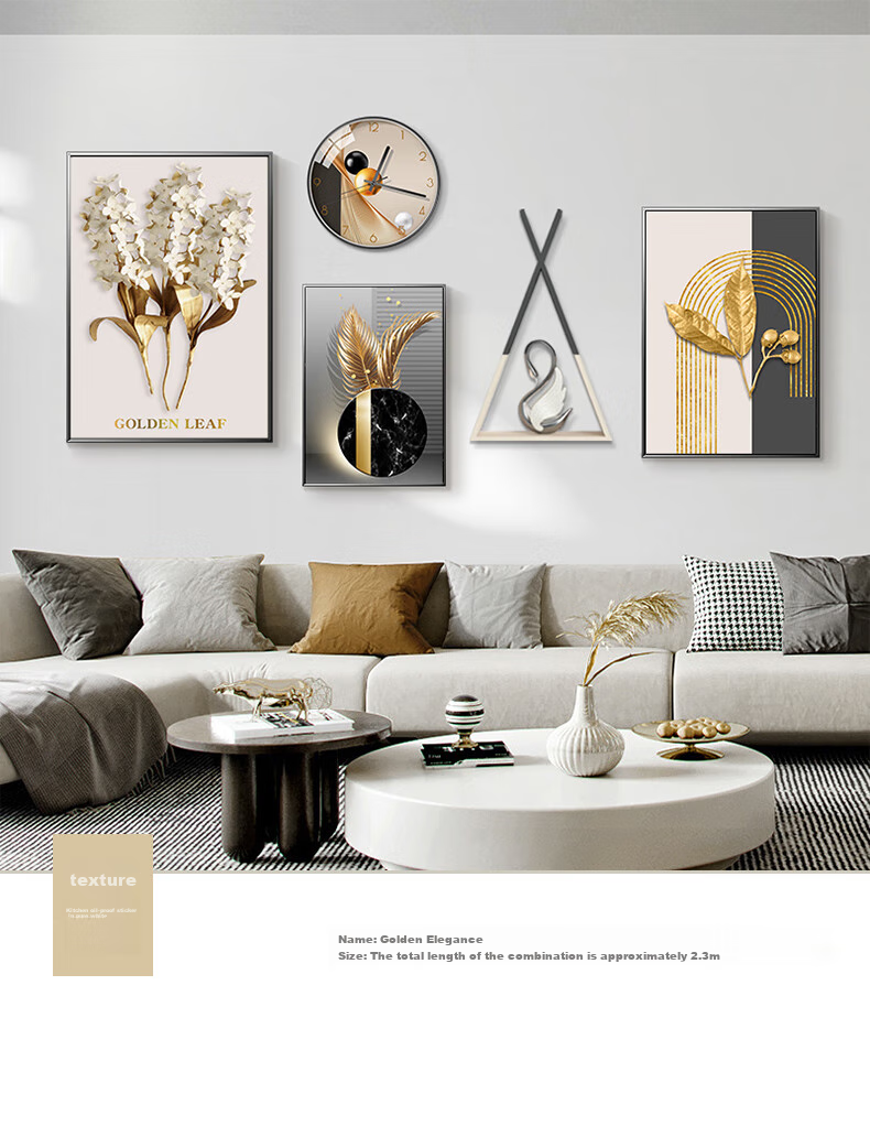 JIJUANJI Nordic Style Living Room Decorative Painting, Light Luxury Sofa Background Wall Art, Creative Combination Wall Hanging 10