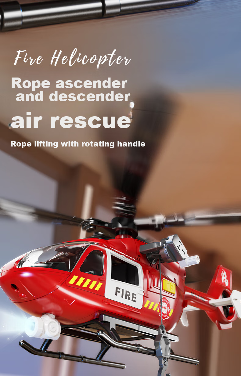 XST Large Children's Toy Helicopter, Inertia Simulation Passenger Aircraft Model, Boys' Fire Rescue Helicopter, Birthday Gift 4