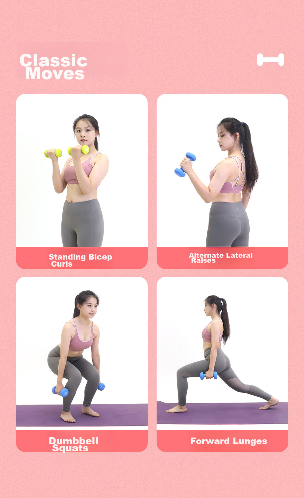 PROIRON Puli'ai, Powder-Coated Dumbbell Set for Women And Students, Home Fitness Dumbbells, 2 Pounds * 2 8
