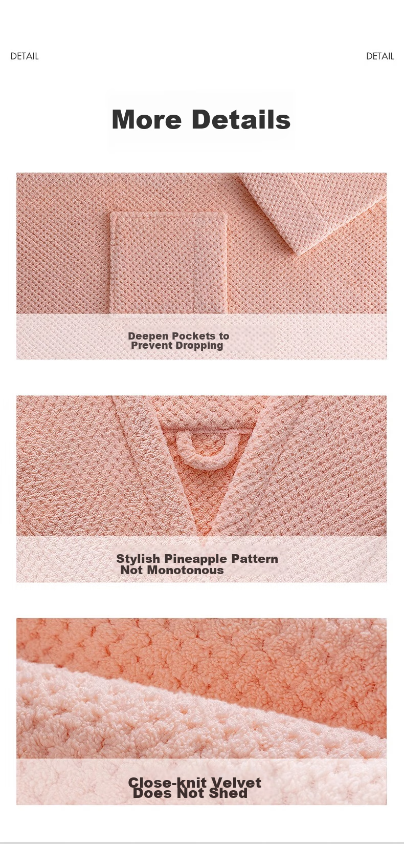 Grace Pineapple Pattern Home Bathrobe, Absorbent Soft Breathable Unisex Couple Pajamas High-End Women's Bathrobe Pink 14