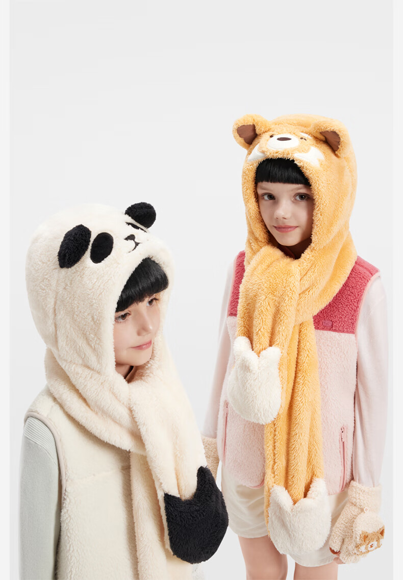 Bananain Basic 320Go Children's Hooded Neck Warmer Scarf, Baby Warm Windproof Fleece-Lined Hat for Girls And Boys 8