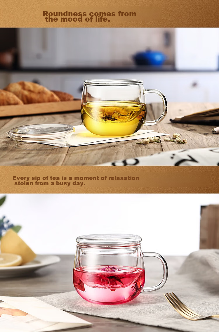 Fuguang Transparent Tea Cup with Inner Liner, Tea Infuser Mug, Office Glass Water Bottle, 350ml 8