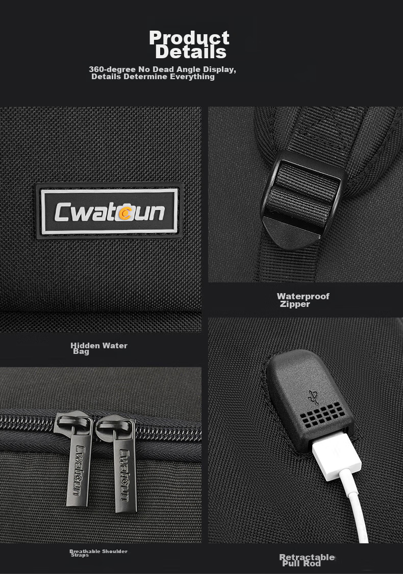 CWATCUN Camera Backpack, Portable Shoulder Bag for Canon Nikon Sony, Multifunctional Water-Resistant Shooting Bag 9
