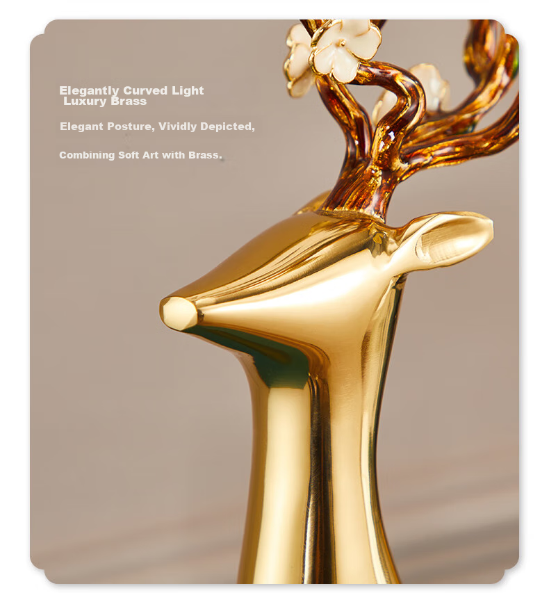 Nuoshiman Copper Deer Living Room Ornament, Craft Office TV Cabinet Entrance Decoration, Wedding Housewarming Gift, Moving And Business Opening Present 7