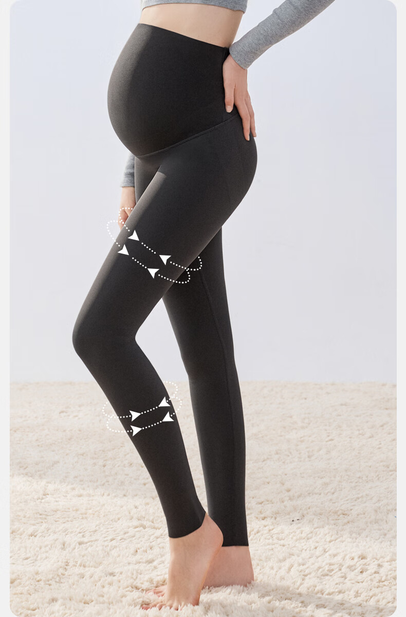 EMXEE New Camellia Oil Maternity Sharkskin Leggings Maternity Wear Four Seasons New Maternity Yoga Pants Slim Fit Black M 28
