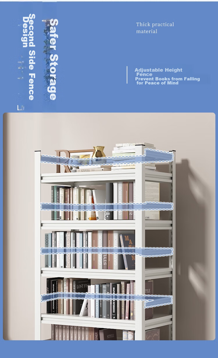 Anerya Steel Bookshelf Storage Rack, Floor-Standing 160cm, Multi-Tier Simple Bookcase Display Shelf, Storage Organizer, 5 Layers 60cm 7