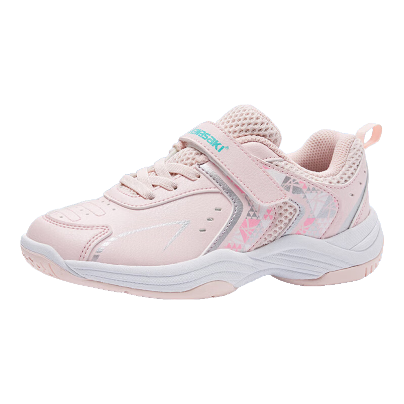 KAWASAKI Youth Badminton Shoes, Wear-Resistant, Shock-Absorbing, Breathable, Sports Running Shoes B4102, Pink, Size 33