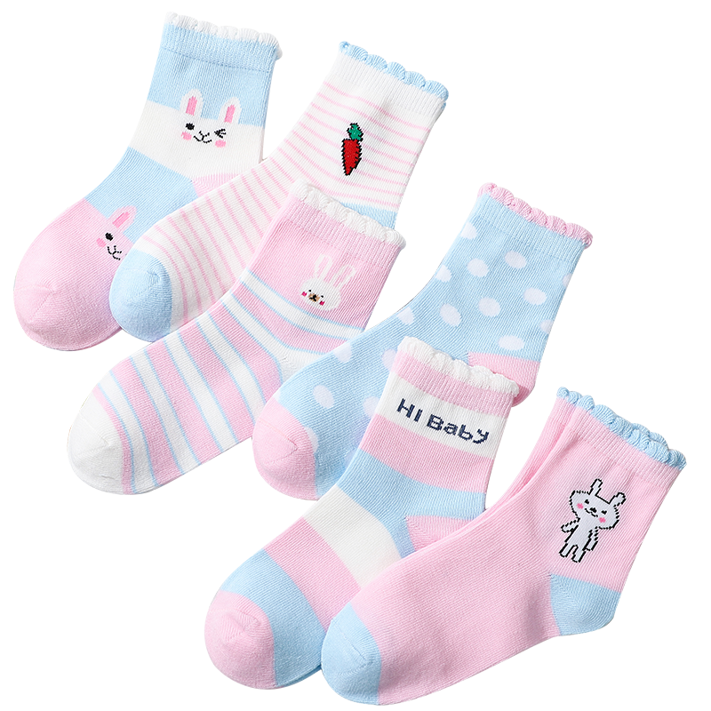 LangSha Children's Socks for Girls, Spring And Autumn Mid-Calf Cotton Socks, Comfortable Breathable Student Socks, Cute Socks for Older Children, Durable Socks