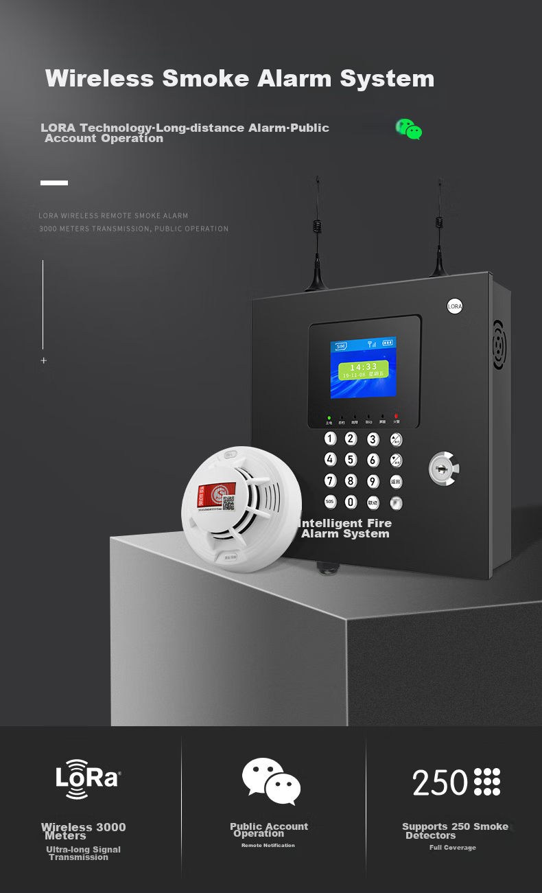 LFang PS-GT20 Smoke Alarm, Fire Detector with 3C Certification, Networked System for Fire Detection, One-To 1
