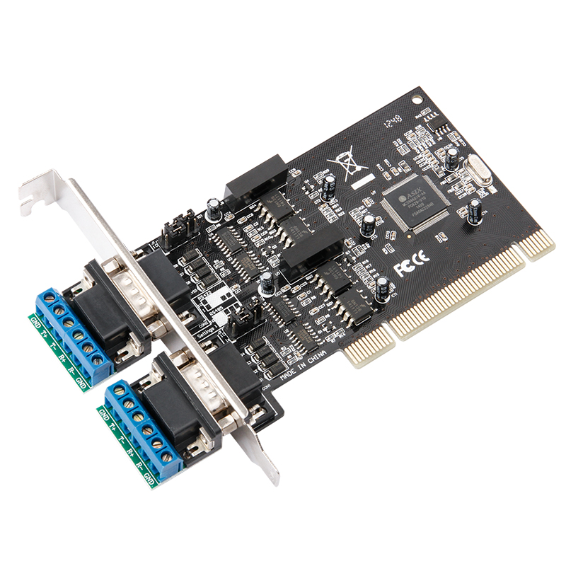 MOGE Desktop PCI to Dual-Port RS485/422 High-Speed Serial Card Optical Isolation Motherboard Serial Expansion Card 9-Pin COM Port Industrial-Grade Terminal Block MC1352