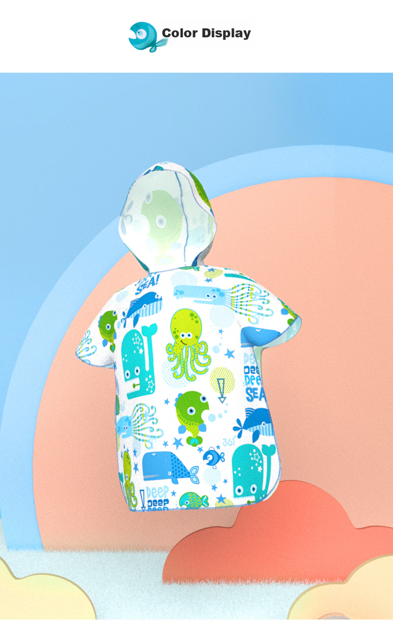 361° Kids Wearable Hooded Towel Absorbent Quick-Dry Bathrobe for Boys and Girls Swimming Beach Towel 6