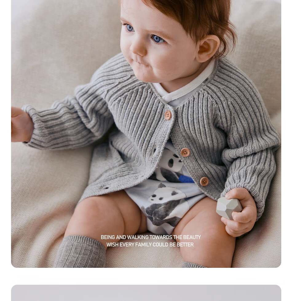 OAK FAMILY Children's Cardigan Sweater, Baby Boys And Girls Spring And Autumn Knitted Jacket, Pure Cotton, Pink (Anti-Static), Size 80 22