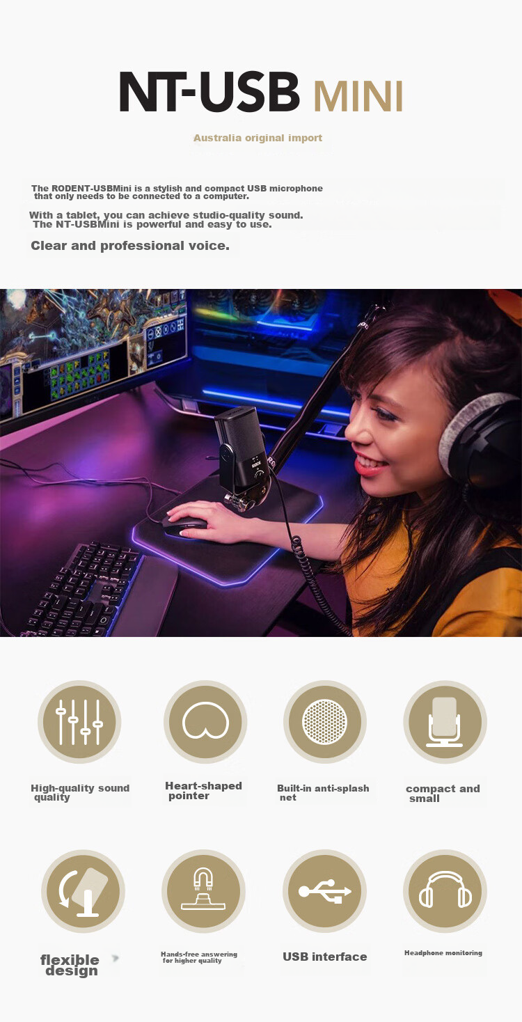 RODE NTUSB MINI Condenser Microphone for Novels, Voice Acting, Studio Recording And Live Streaming Professional Microphone 4