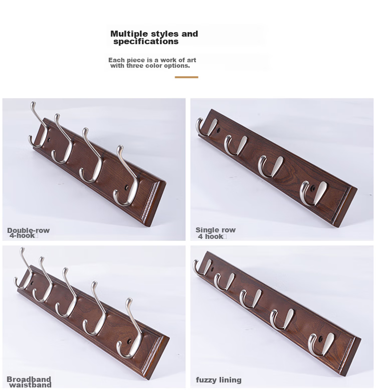 JIAYI Coat Rack Wall-Mounted, Wall Storage Shelf, Wall Coat Hanger, Wall Hooks, 5 Hooks Walnut Color 10