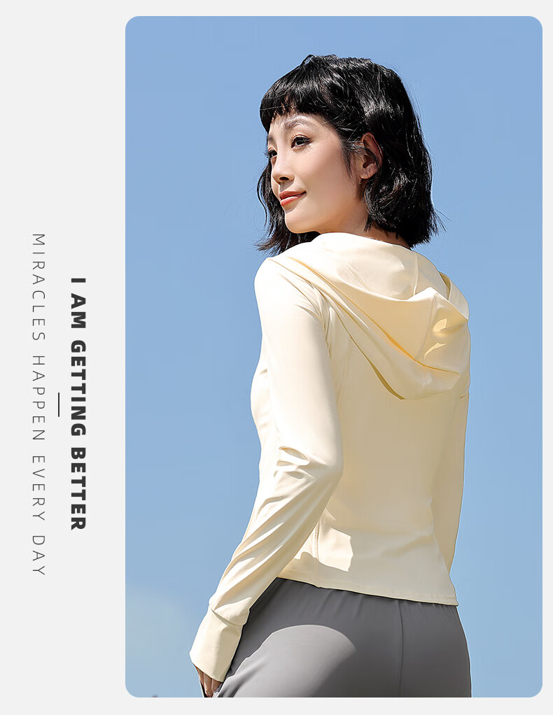CAMEL Quick-Dry Sun Protection Jacket for Women, Original Yarn Ice-Feel Outdoor Sports Hoodie, Slim-Fit New Summer Top Coat 51