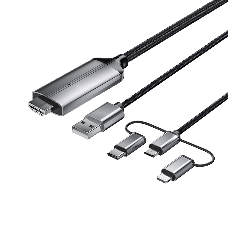 LinkStone Wired Screen Mirroring Adapter, Apple Lightning to Android Type-C to HDMI Screen Mirroring Cable, 3-In High-Definition Conversion Cable for Phone to TV And Monitor Display