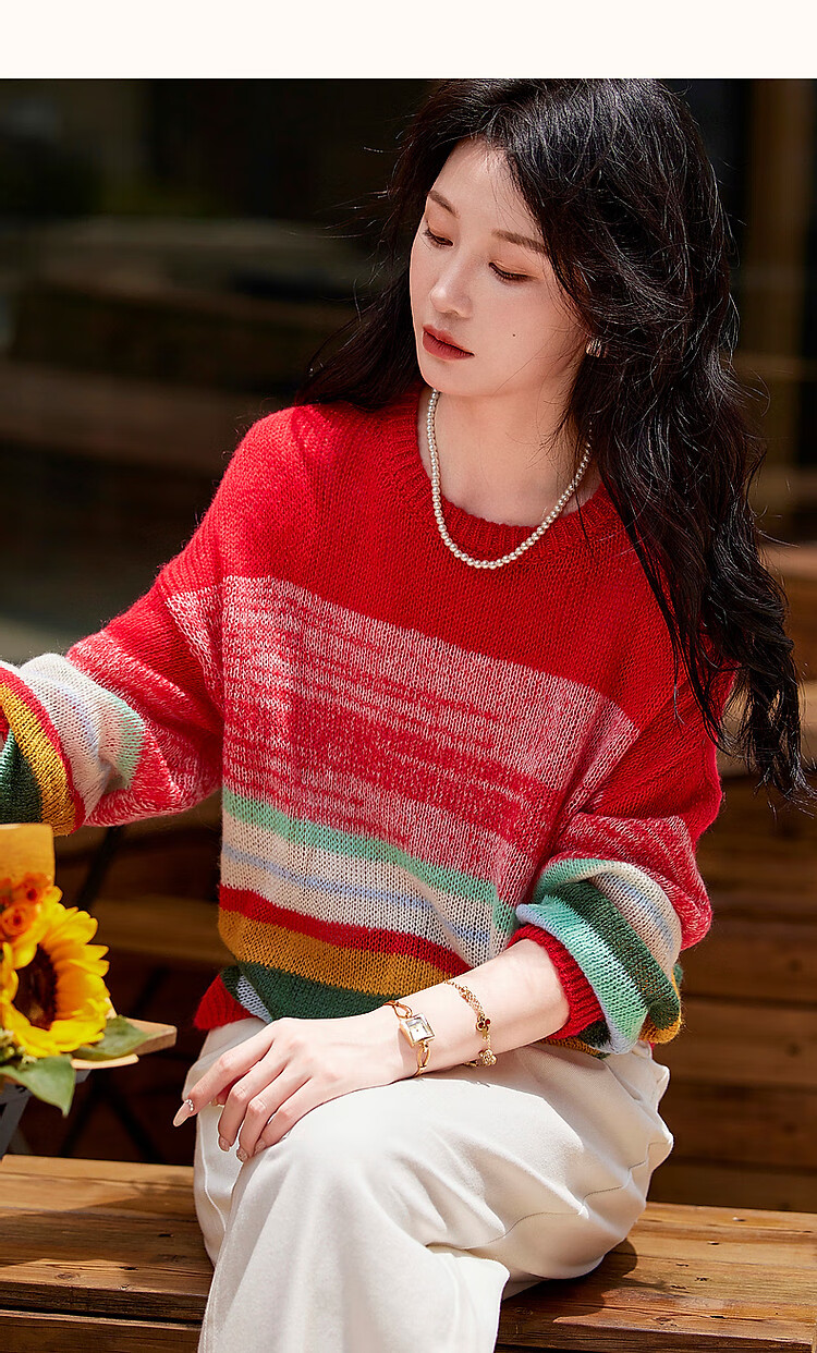 DME "Dindar Art Gradient" Spring and Autumn Light Luxury Merino Wool Sweater Hidden Meat Petite Knitted Top Women's Top 7