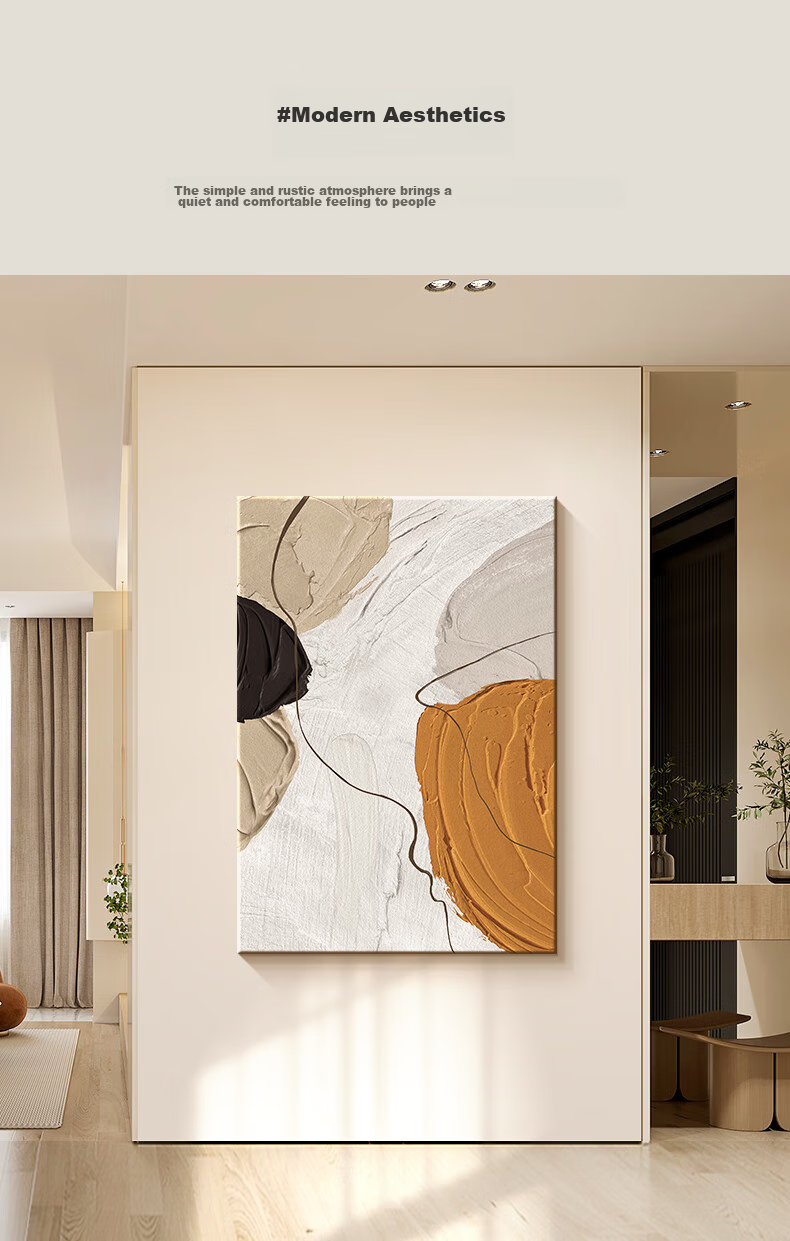 Haojiubujian Modern Minimalist Living Room Decorative Painting, Three-Dimensional Double-Layer Entrance Hallway Painting, Abstract Art Sofa Background Wall Painting 7