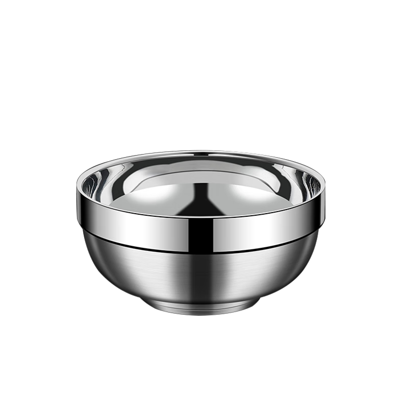 Mailangshi 11.5cm Double-Layer Thickened 304 Stainless Steel Soup Bowl, Anti-Scald Commercial Rice Bowl for Canteen