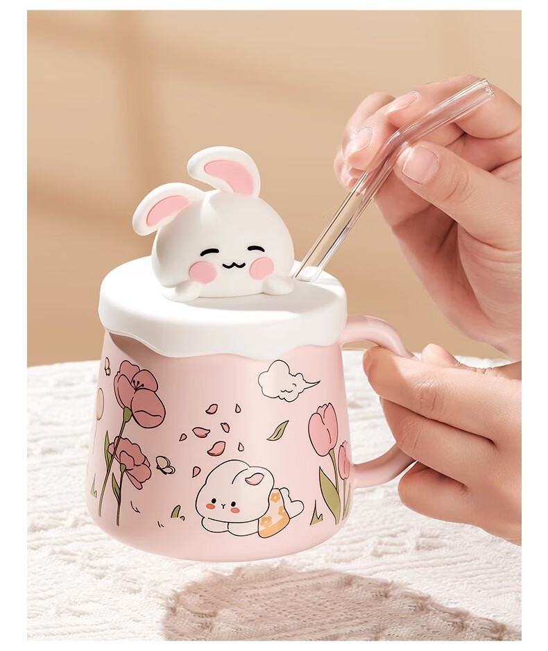 Baqianxing Ceramic Mug with Lid, Stylish Cup, Birthday Gift for Girlfriends, Companionship Gift 10