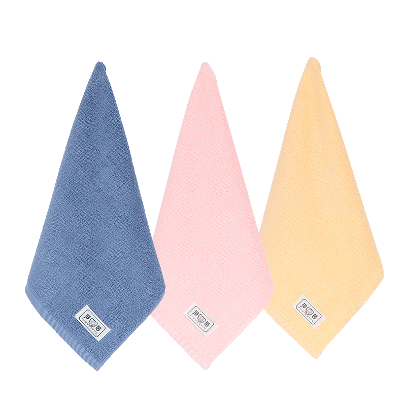 Grace 7A Grade Children's Pure Cotton Antibacterial Square Towel, 3-Pack, Baby Pure Cotton Drool Bib, Face Towel, 34*34cm