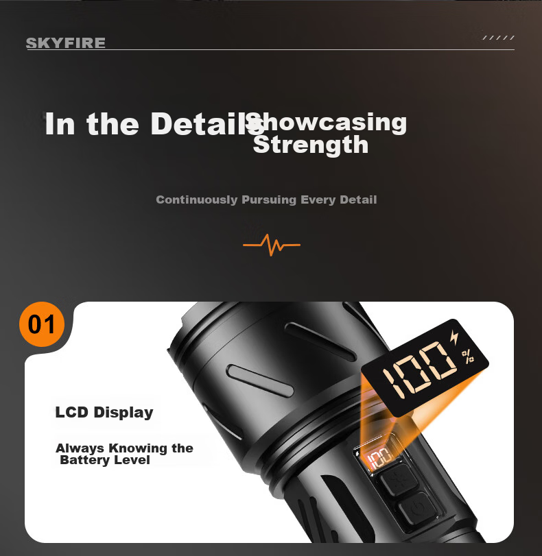 SkyFire Flashlight: High Brightness, Zoomable, Long-Lasting Battery Life, Long-Range Illumination, Laser Outdoor Light with 40000mAh Capacity 36