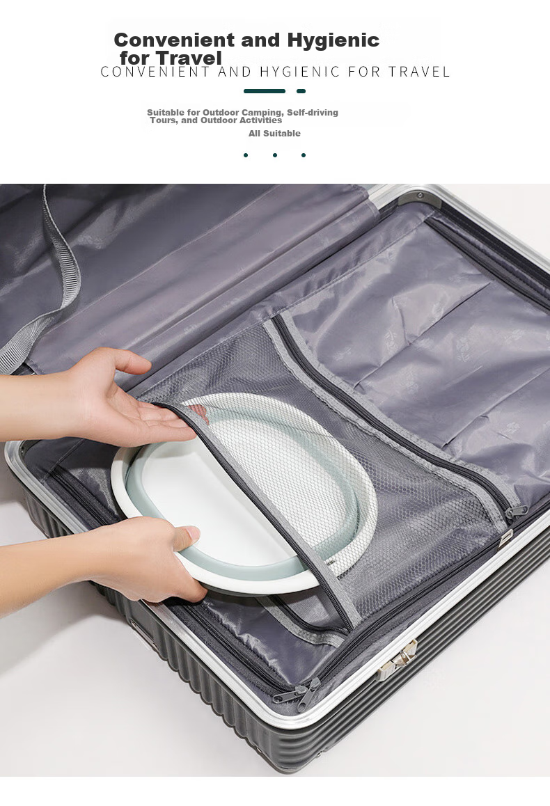 NOLANSEND Travel Folding Basin, Washbasin for Home And Dormitory Use, Portable Military Training Essential, Water Basin in Gray And White - Medium Size 4
