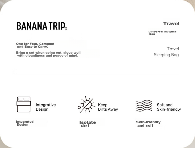 BANANA TRIP Hotel Anti-Dirt Sleeping Bag, Travel Accommodation, Portable Integrated Sleeping Bag, Bedding, Double Size, Gray 2