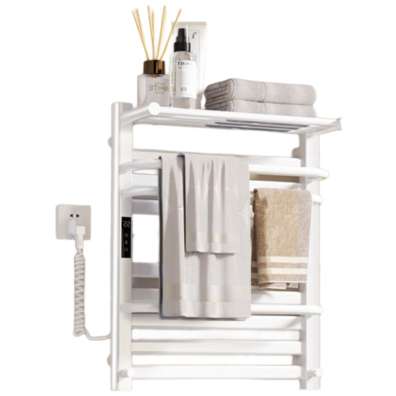 JD Original Warm Cloud Pro Electric Towel Rack Smart Model, Carbon Fiber Heating Bathroom Drying Rack with Installation, Porcelain White