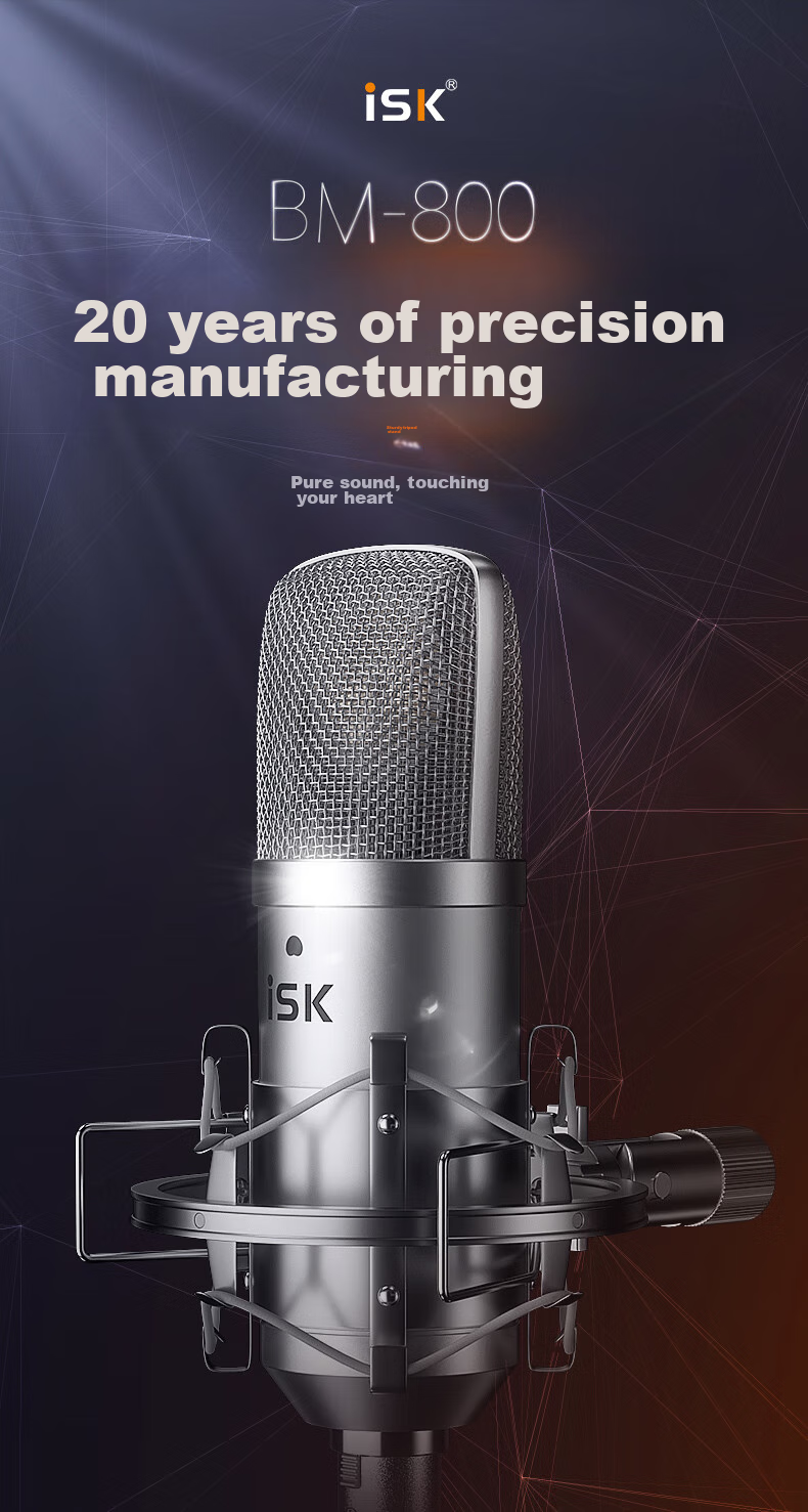 ISK BM-800 Condenser Microphone, Aikun 4nano Sound Card Kit, Mobile Phone Live Streaming, Computer Douyin Universal Host Singing, Quanmin Karaoke Recording Live Broadcast Equipment Complete Set Microphone 1