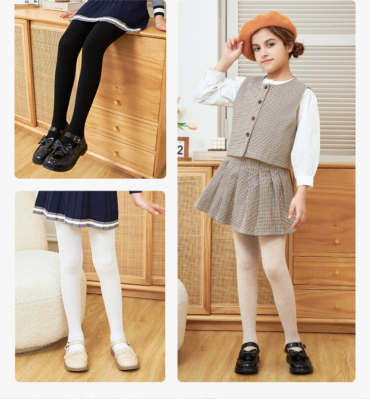 LangSha Children's Thin Tights, Girls' Leggings for Spring And Autumn, Non-Slip Comfortable Cute Versatile Children's Socks, Black, Size M, Recommended Height 70-90CM 9