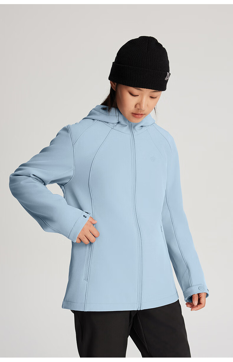 TECTOP Soft Shell Jacket, Fashionable Windproof Breathable Wear-Resistant Coat, Hooded Sports Windbreaker, Cloud Ink Black, M 28