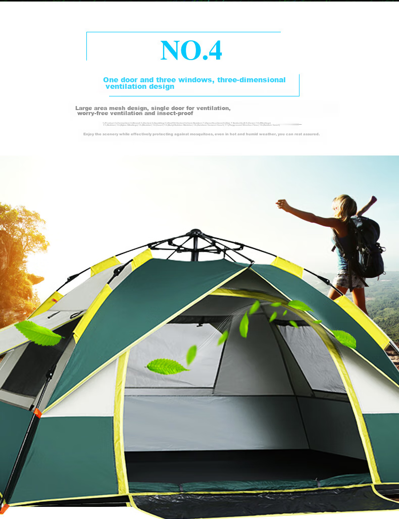 BeiJiLang Outdoor Tent Blackout Sunshade Automatic Quick-Open Camping Overnight Park Picnic Rainproof Breathable Hexagonal Tent 7