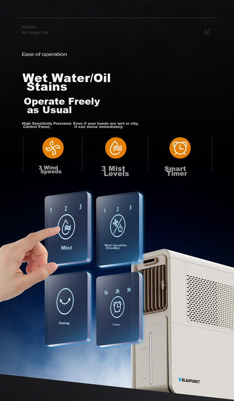 BLAUPUNKT [Kitchen Cooling] Frost Fan Electric Fan Home Air Cooler Humidifying Water-Cooled Fan Cold Air Machine Small Air Conditioner Fan No Ice Crystal Required Energy-Saving Low Noise Detachable Washable X5 11