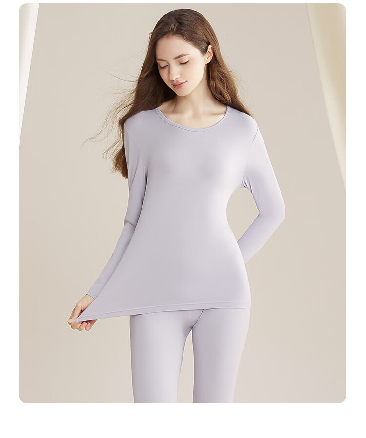 Hodo Women's Autumn Underwear Set, Modal Cotton, Size 40S, High Elasticity Cloud-Feel Base Layer, Smoke Pink, 175/100 9