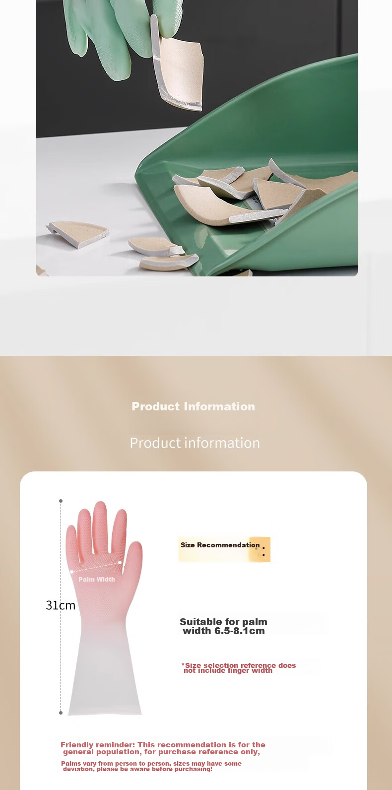 Guangduola Extended Nitrile Household Dishwashing Gloves Waterproof Anti-Slip Kitchen Cleaning Gloves 2 Pairs 12
