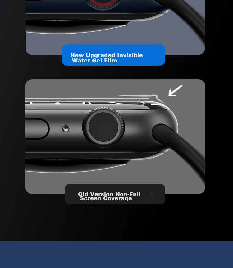 ESCASE [Two-Pack] Compatible with Apple Watch Screen Protector S9/S8/SE2, Universal for Apple Watch 7/6/5/4, Protective Film for 45/44mm Full Screen, Anti-Fingerprint Hydrogel Soft Film 8