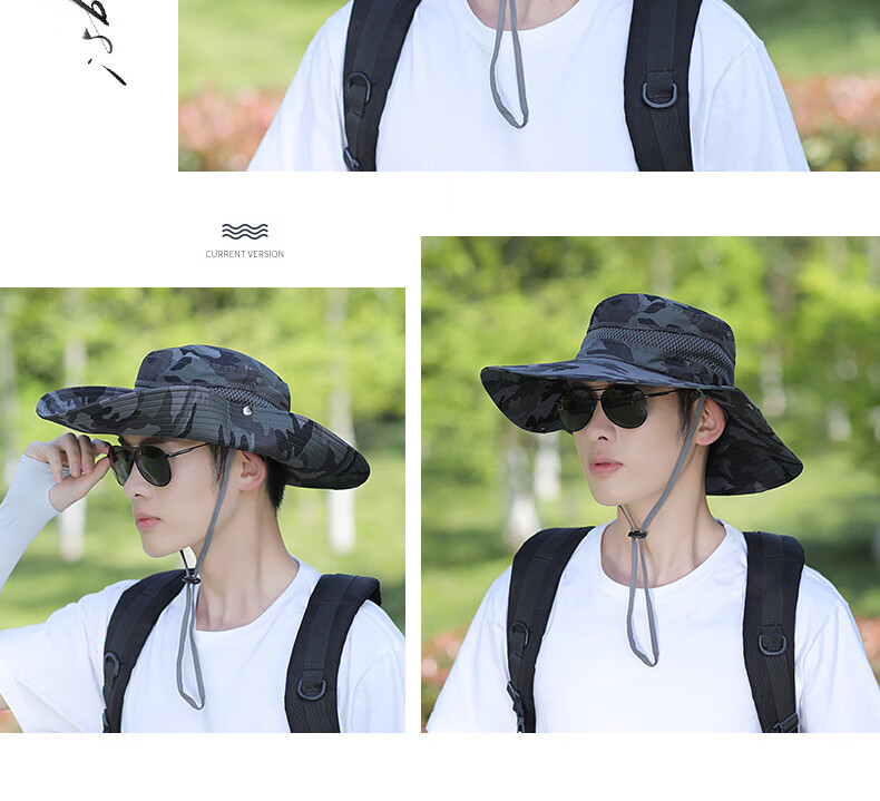 XUEXIMAN Men's Summer Fisherman Hat Fishing Sunshade Wide Brim Outdoor Mountaineering Sun Protection Cap for Men Cycling Travel 11